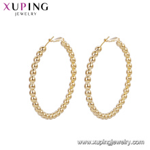 93135 Wholesale elegant ladies jewelry fancy type Korean design beads gold hoop earrings